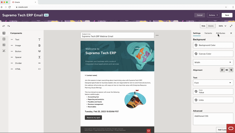 Saving an email as a constrained template