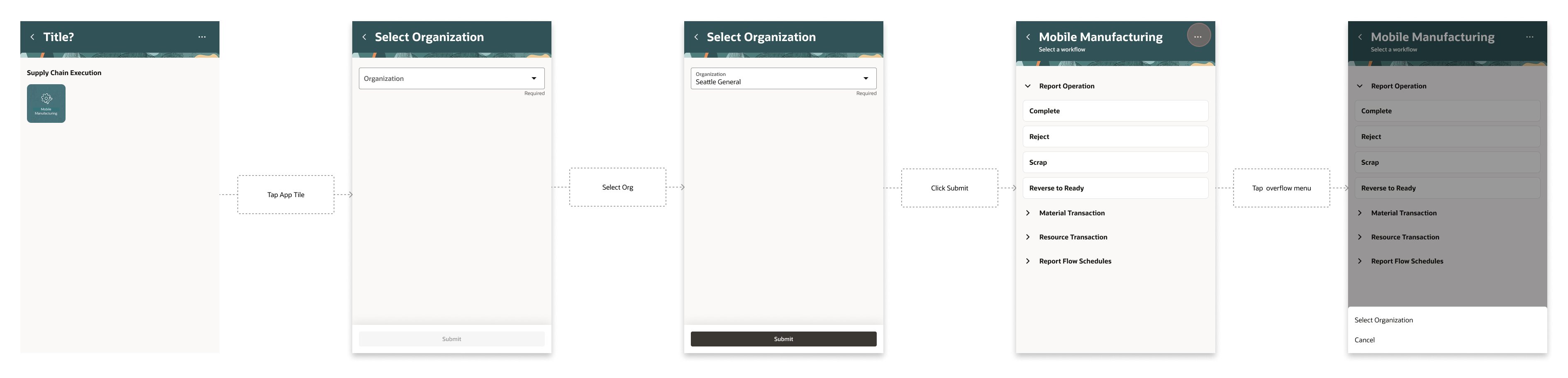 App Launch and Organization Switching flow