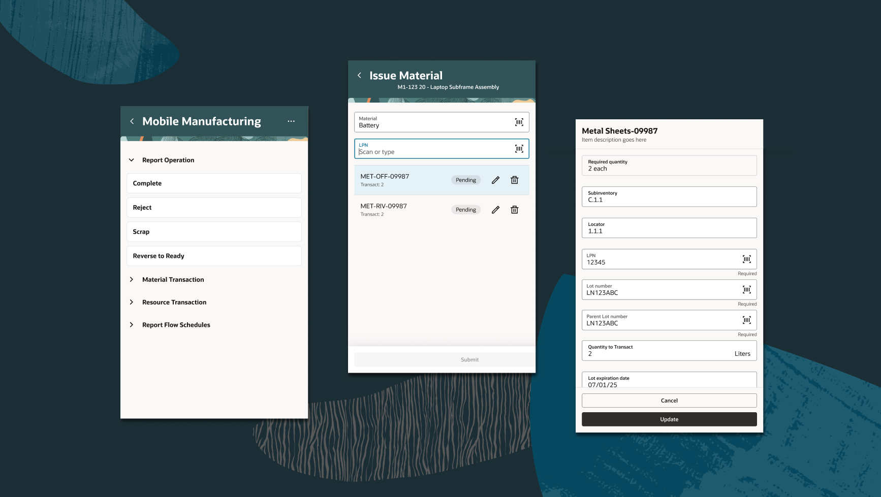 Mobile Production Reporting — feature overview