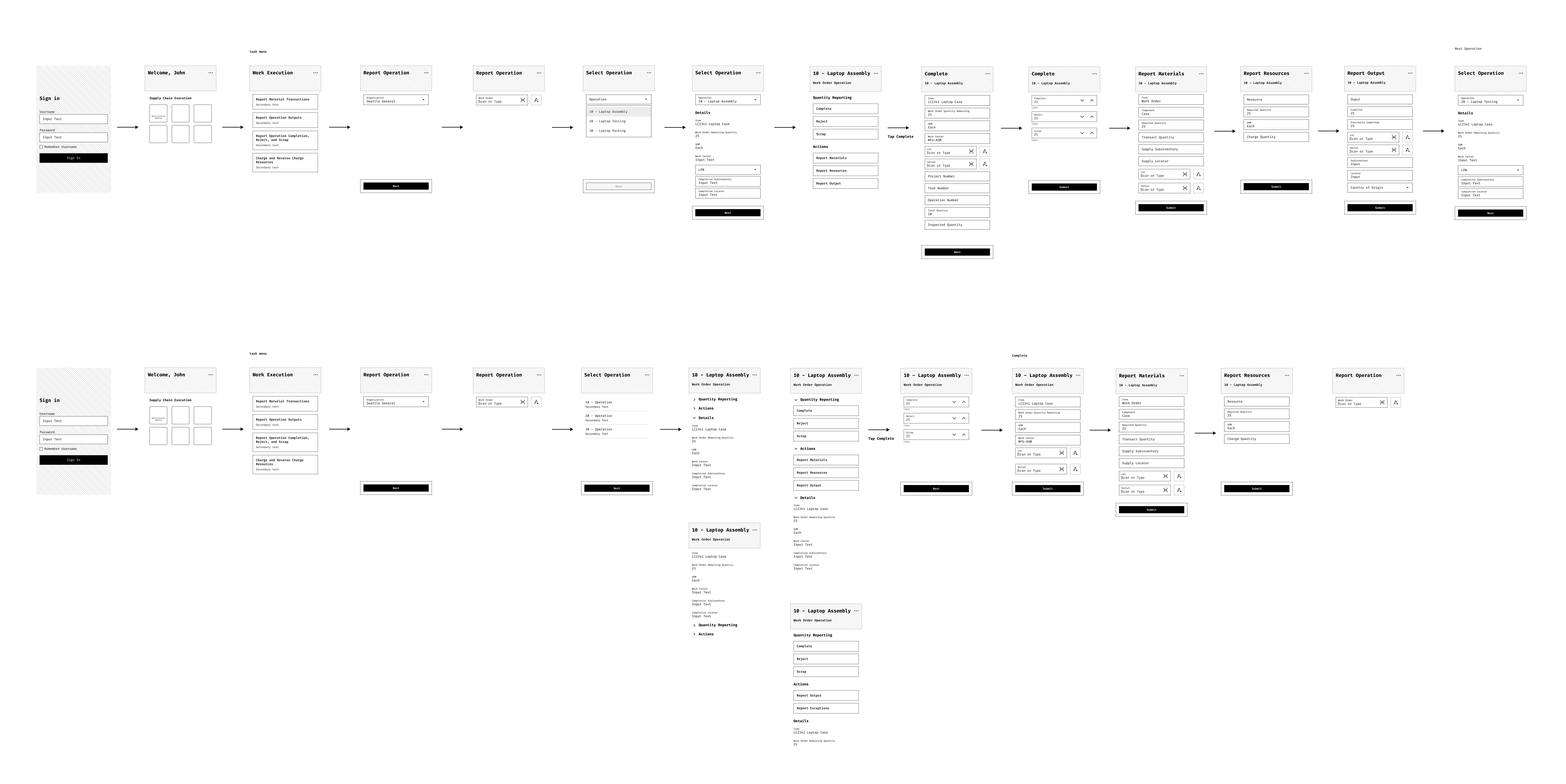 Initial low-fidelity wireframe explorations