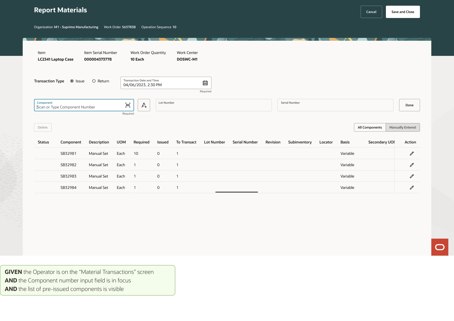 OWB Step 2 — Report Materials