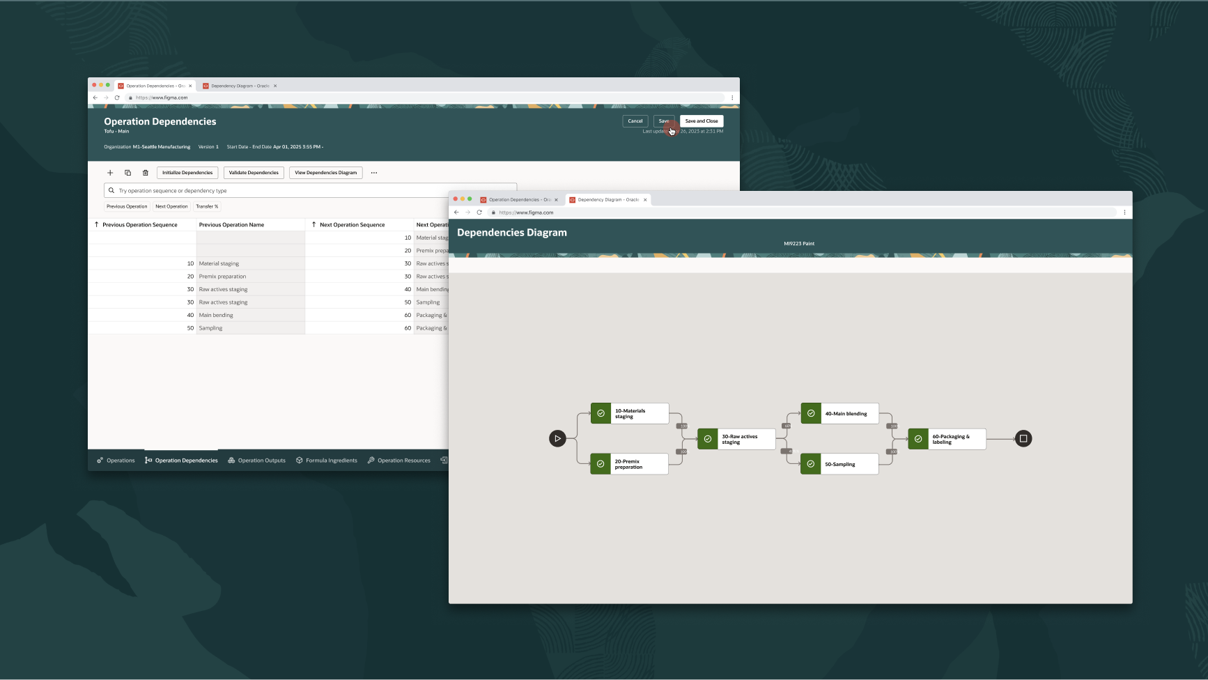 Parallel Operations — Operation Dependencies Datagrid and Diagram